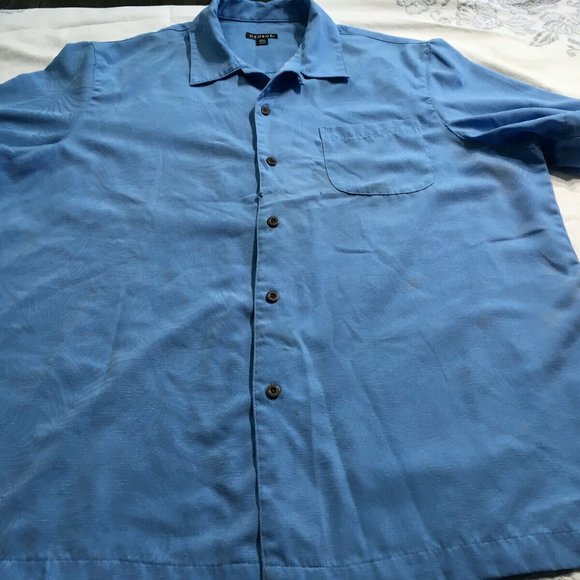 #54 George Short Sleeve Button-Down Blue Shirt Mens Size XL/XG (46-48) Solid Top - Picture 1 of 7